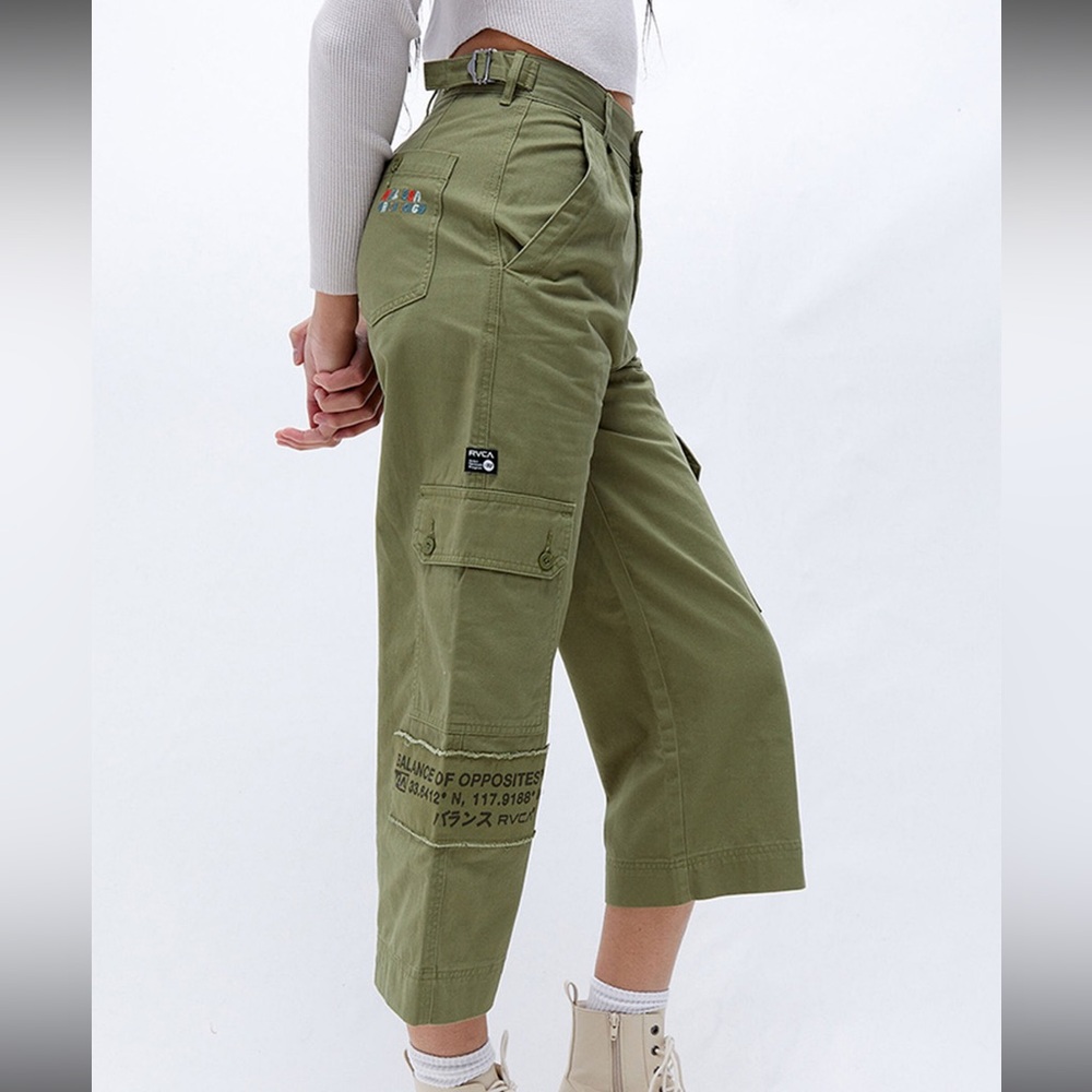 RVCA Olive Cargo Pants with Patches sz 25